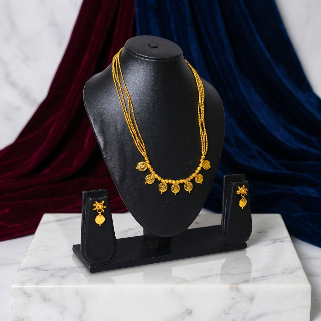 EKTA HANDMADE JEWELLERY Handmade Golden Choker Artificial Necklace Set Pack of 1 Piece Traditional Elegant Lightweight Premium Ethnic Crafted Cultural Festive Wedding Wear Design
