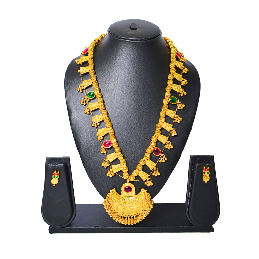 EKTA HANDMADE JEWELLERY Handmade Lakshmi Har Artificial Necklace Set Pack of 1 Piece Traditional Pearl Elegant Lightweight Cultural Goddess Crafted Festive Wedding Wear Design