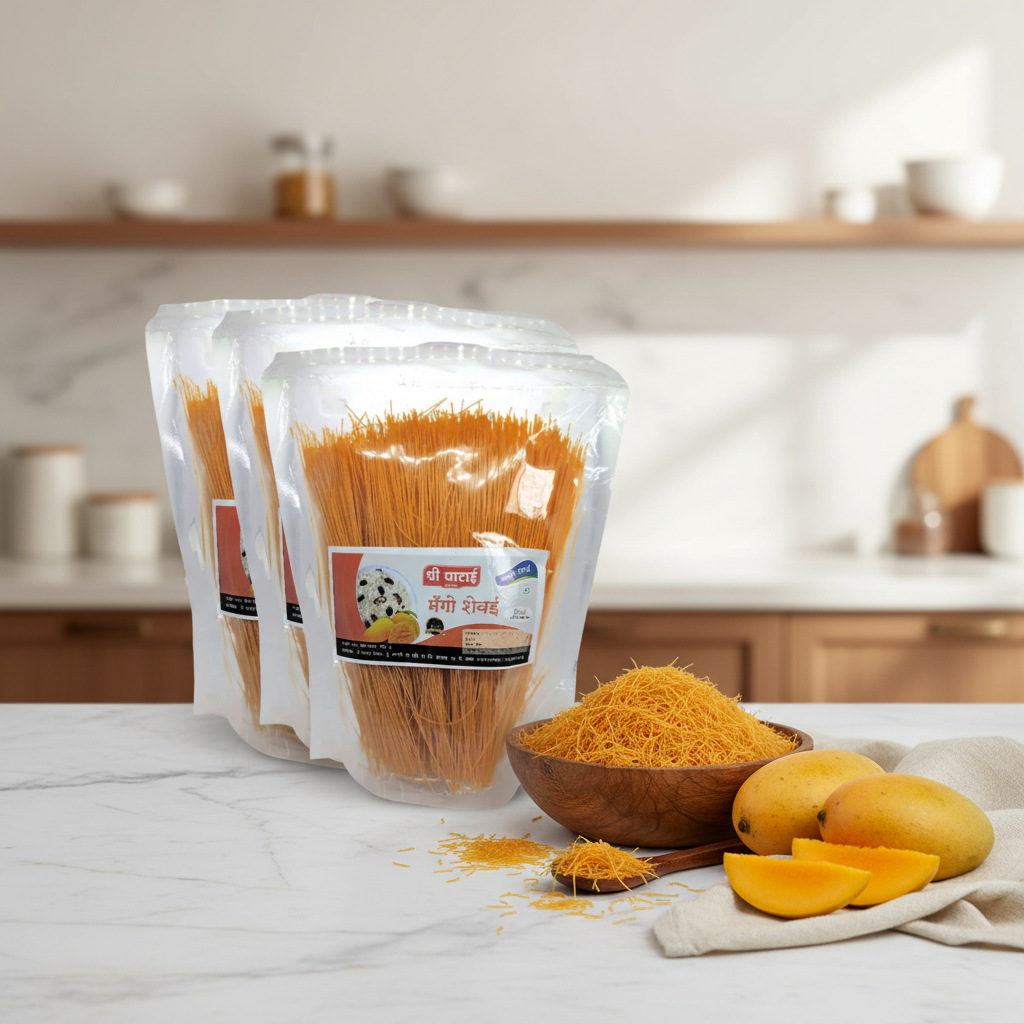 GHATAIDEVI SHG, Mango Shevai, Pack of 4, No Maida Made By Natural Ingredients, Pack of 200 gm
