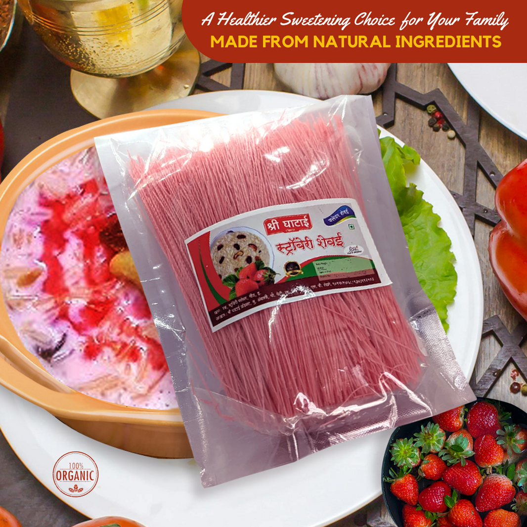 GHATAIDEVI SHG, StrawberryShevai, No Maida Made By Natural Ingredients, Pack of 500 gm