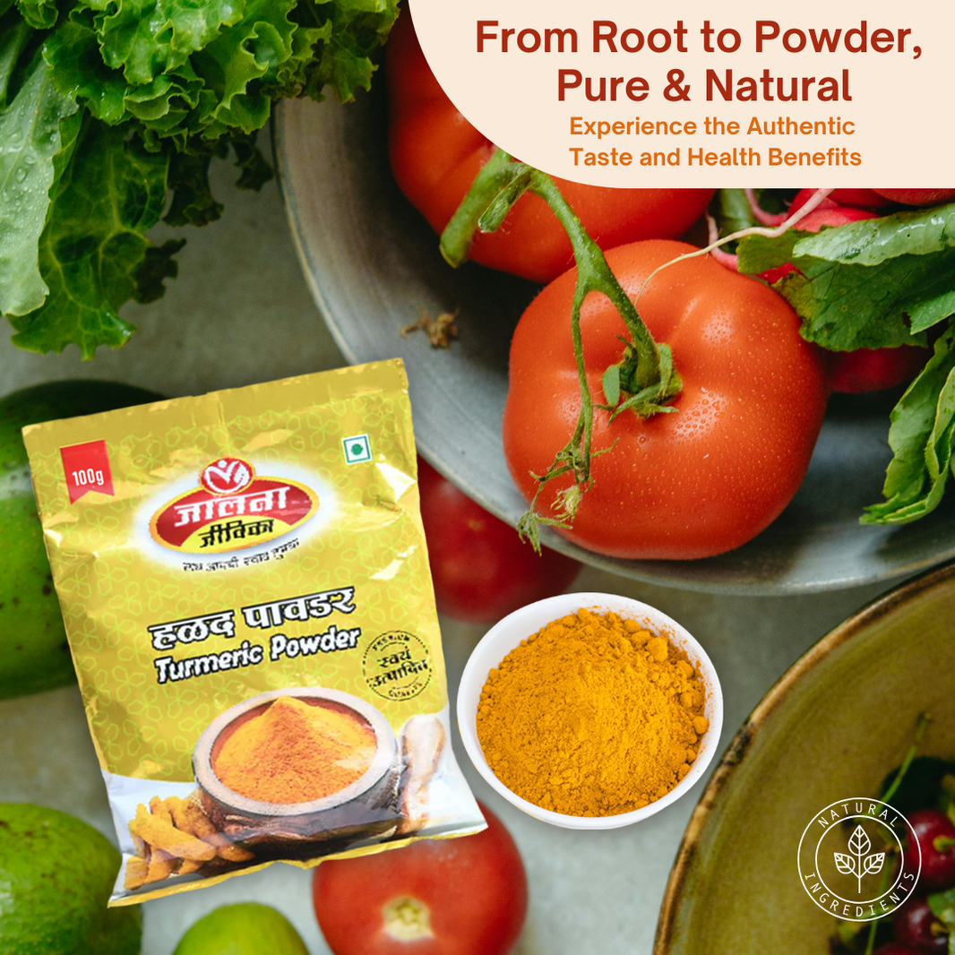 Jalna Jivika, Turmeric Powder,  Siddhivinayak Masala Manufacturing Group, Premium Quality, Natural, Healthy, Pack of 100 gms