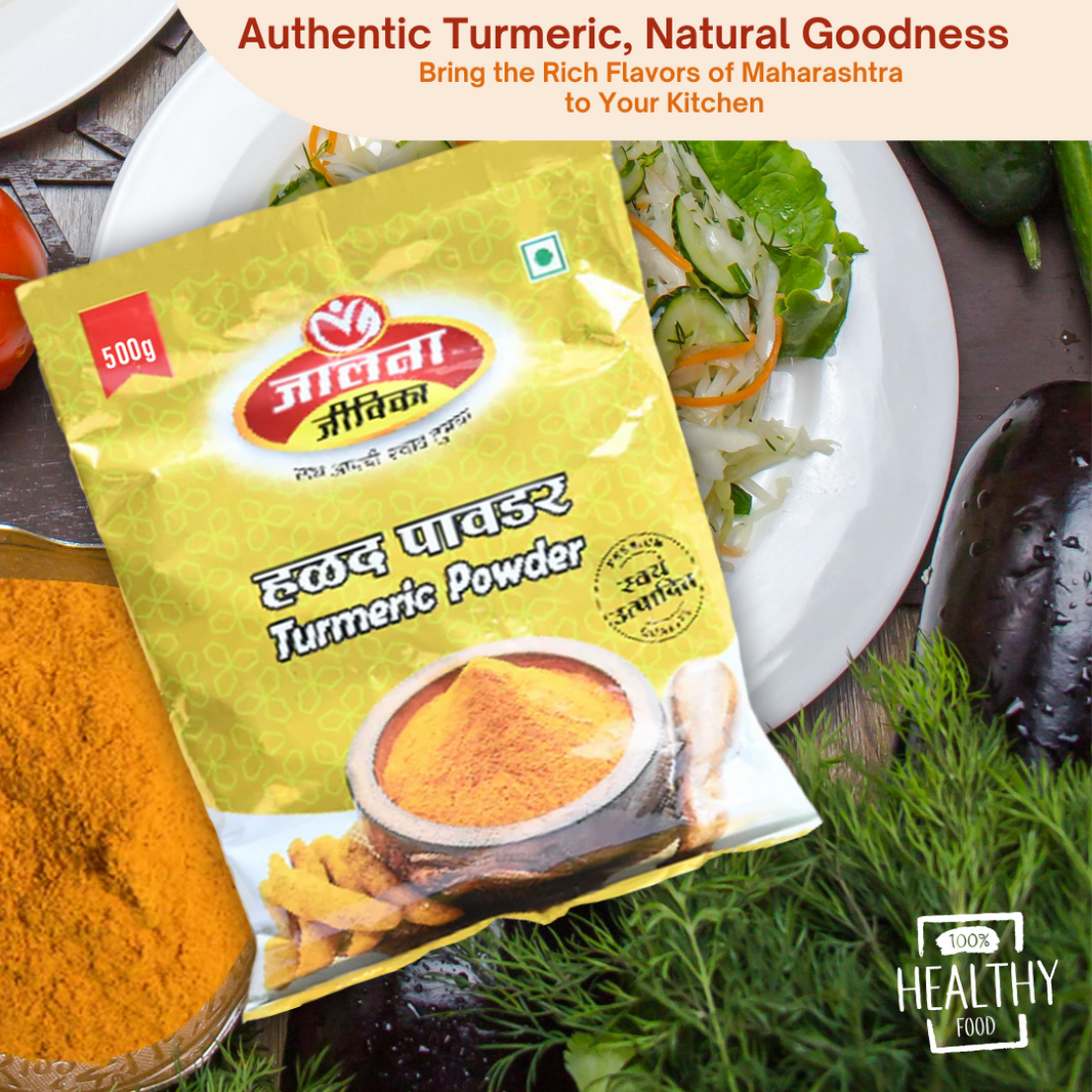 Jalna Jivika, Turmeric Powder, Premium Quality, Natural, Healthy, Pack of 500 gms