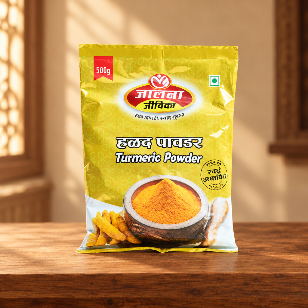 Jalna Jivika, Turmeric Powder, Premium Quality, Natural, Healthy, Pack of 500 gms