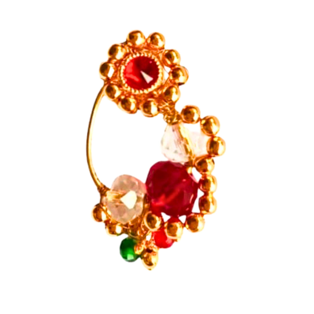 Jyoti Kalakruti, Samrudhi Mahila SHG, Goldan Crystal Stones Nath, Handmade, Pack Of 1 Piece