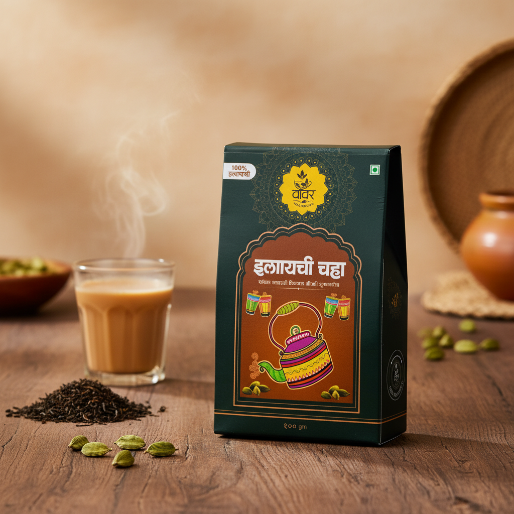 VAVAR Elaichi Chaha – Authentic Maharashtrian Cardamom Tea for Health & Mood | Jijamata SHG, 100g