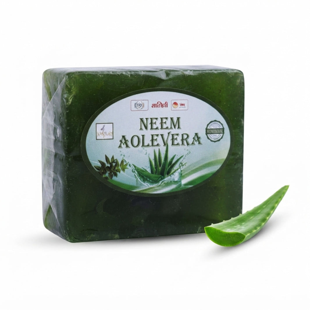 KASTURI Aloe Vera Soap Handmade Bathing Bar Natural Ingredients No Artificial Chemicals Paraben Free Sulphate Free Gentle Skin Care Pack of 100 gm
