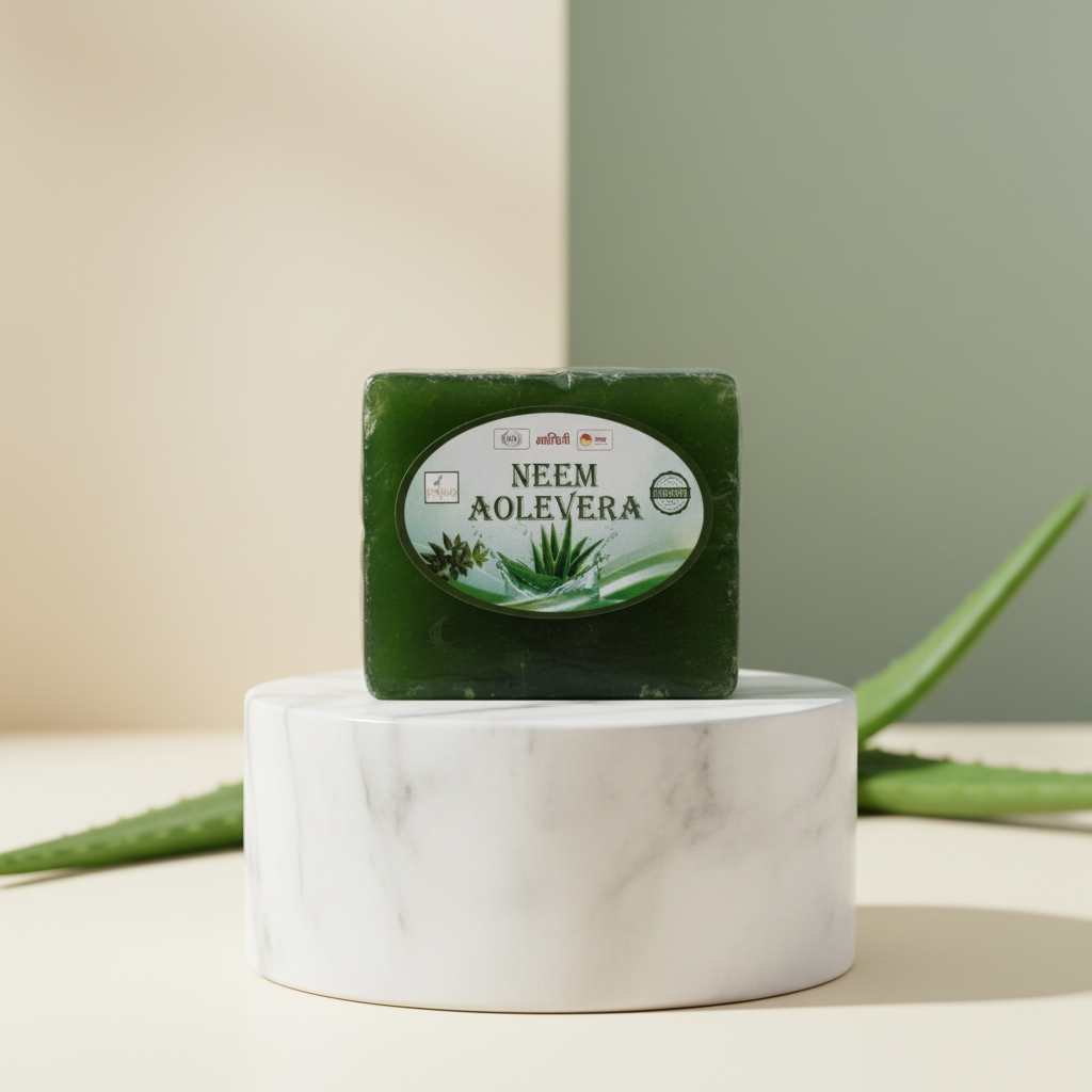 KASTURI Aloe Vera Soap Handmade Bathing Bar Natural Ingredients No Artificial Chemicals Paraben Free Sulphate Free Gentle Skin Care Pack of 100 gm