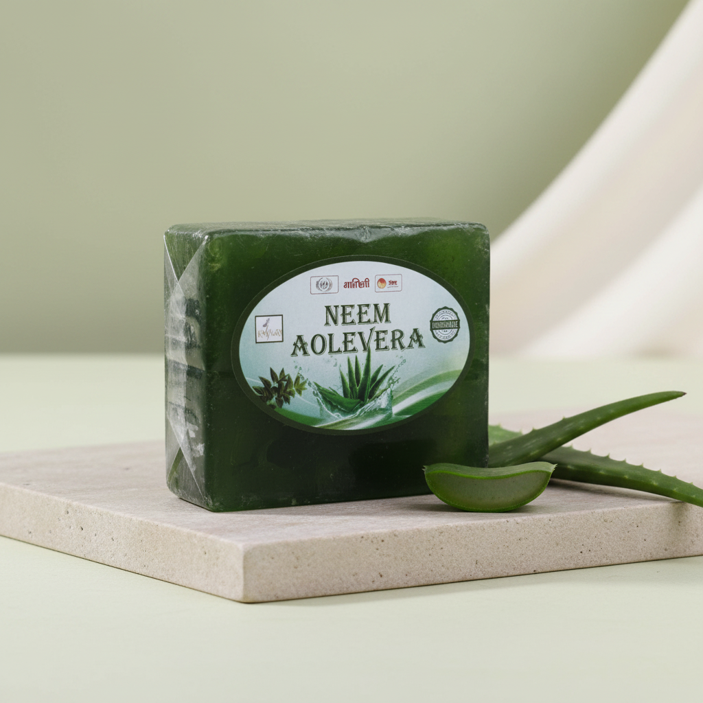 KASTURI Aloe Vera Soap Handmade Bathing Bar Natural Ingredients No Artificial Chemicals Paraben Free Sulphate Free Gentle Skin Care Pack of 100 gm