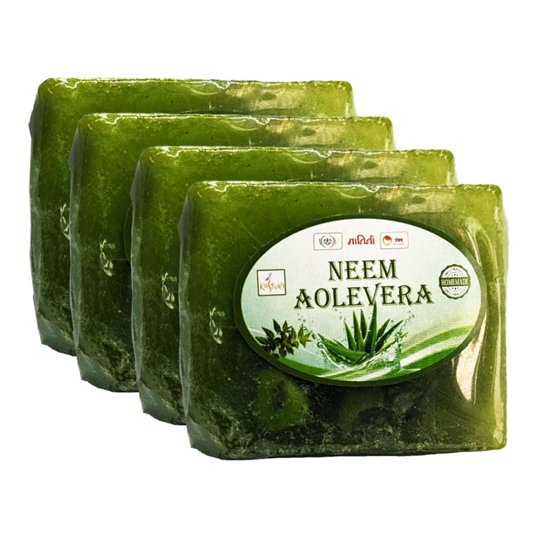KASTURI Soap,Aleovera, Pack of 4, Made By Natural Ingredients, No Artificial Chemical, Homemade Soap, Paraben Free, Sulphate Free, 100 gms Each