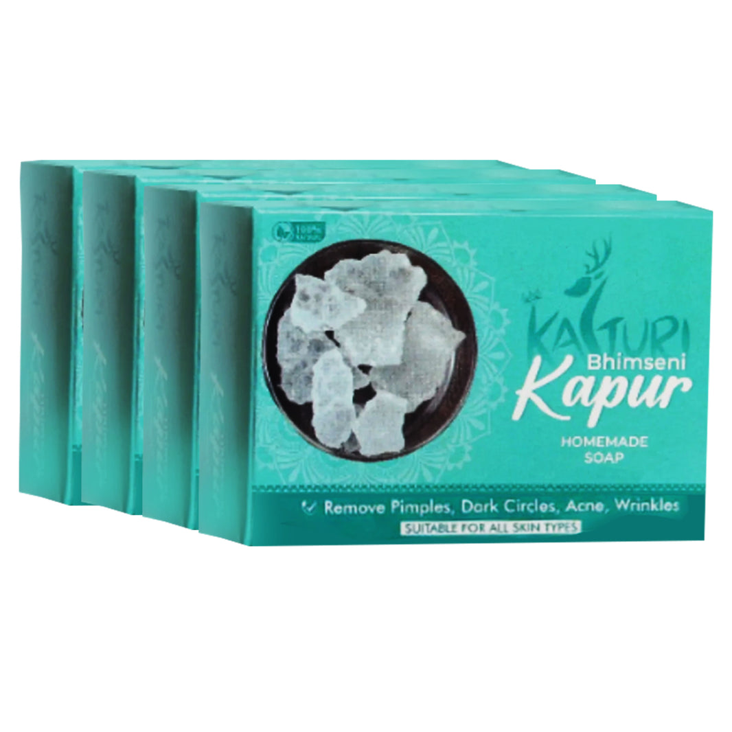 KASTURI Soap,Bhimsen Kapoor, Pack of 4, Made By Natural Ingredients, No Artificial Chemical, Homemade Soap, Paraben Free, Sulphate Free, 100 gm Each