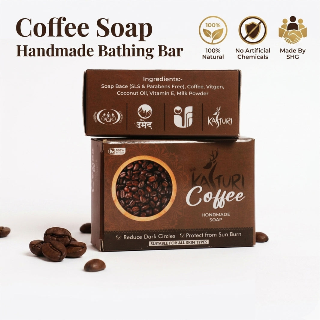 KASTURI Coffee Soap Handmade Bathing Bar Natural Ingredients No Artificial Chemicals Paraben Free Pack of 100 gm