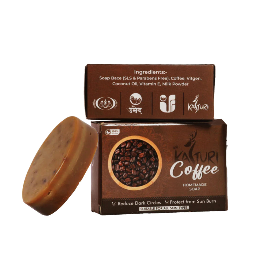 KASTURI Coffee Soap Handmade Bathing Bar Natural Ingredients No Artificial Chemicals Paraben Free Pack of 100 gm