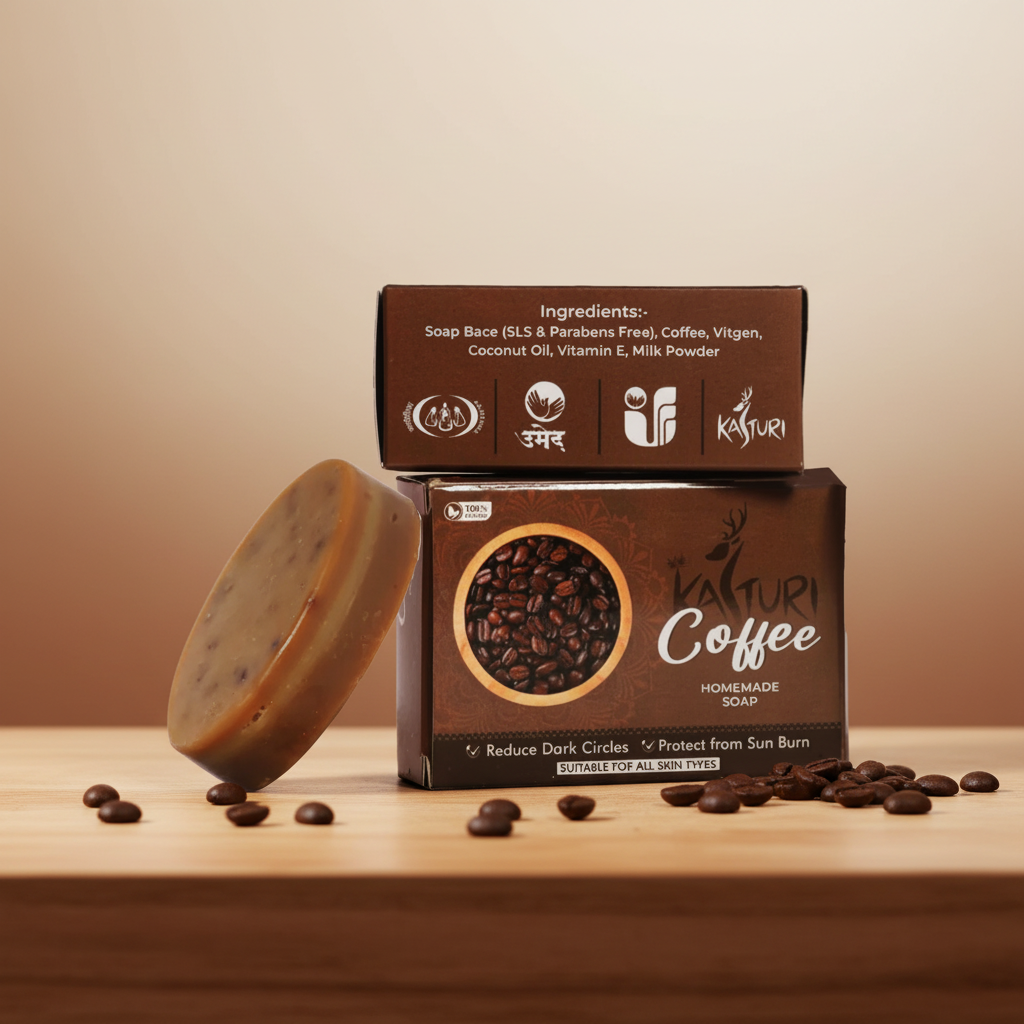 KASTURI Coffee Soap Handmade Bathing Bar Natural Ingredients No Artificial Chemicals Paraben Free Pack of 100 gm