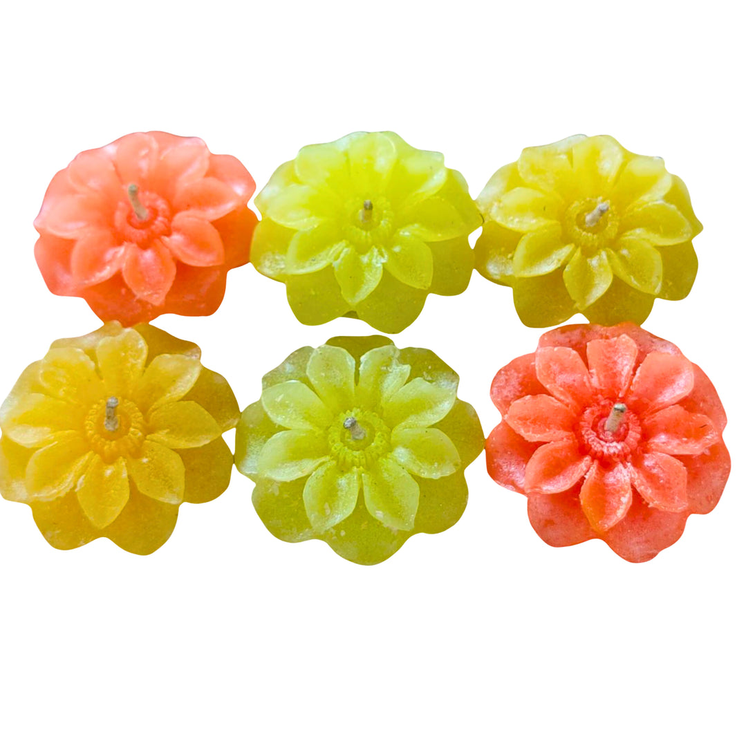 Mauli Mahila SHG, Colorful Floral Scented Wax Candles, Pack Of 6,