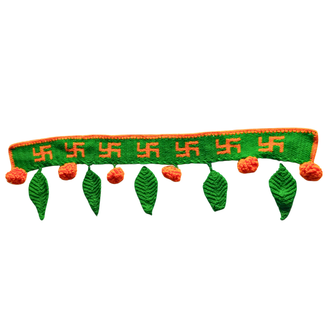 Woolen Leaf Toran – Handmade Décor by Mahalakshmi SHG (150gm)