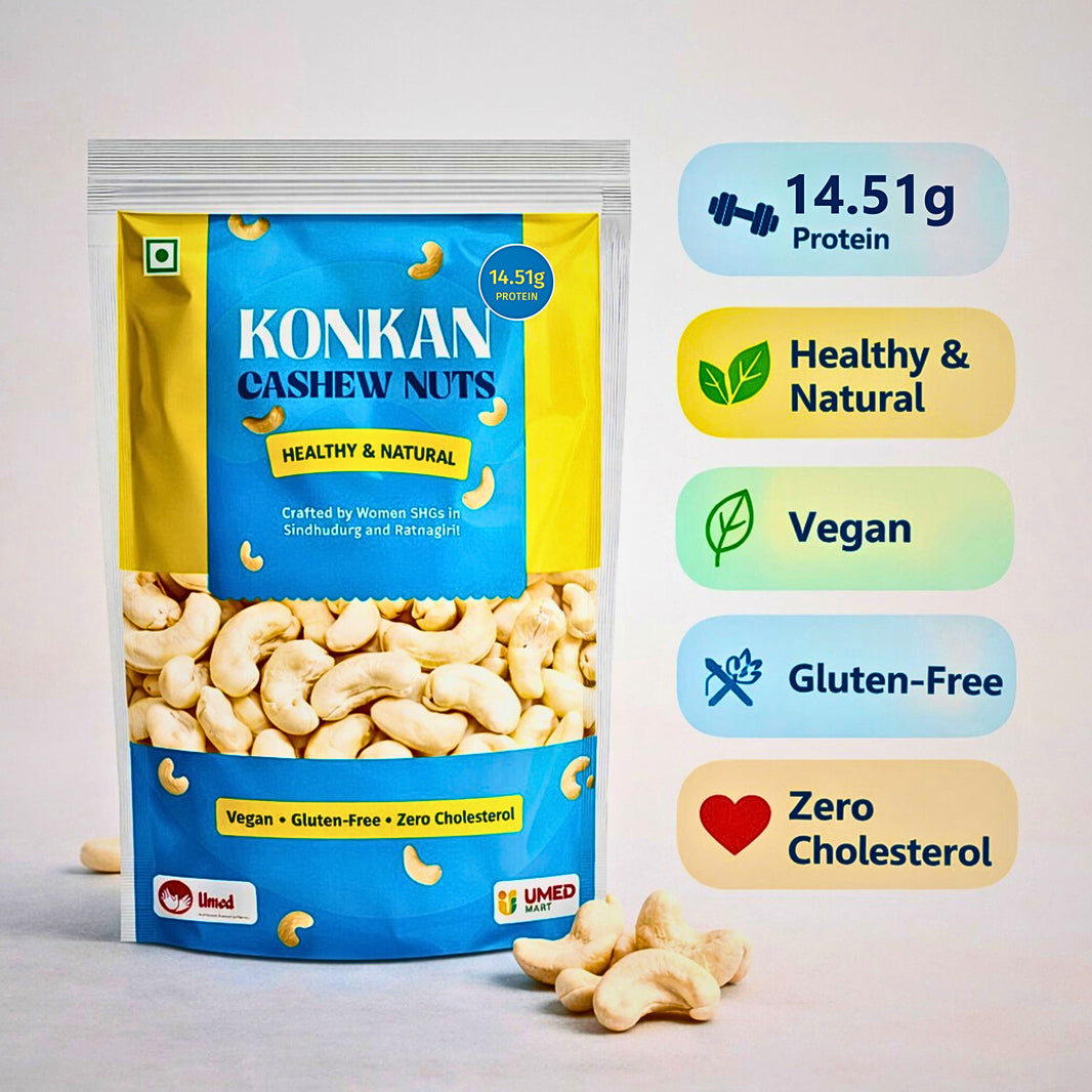 UmedMart Konkan Cashew Nuts (Kaju) Whole W400, 500g Pack – Premium Single Origin (Maharashtra), Minimally Processed, No Added Preservatives
