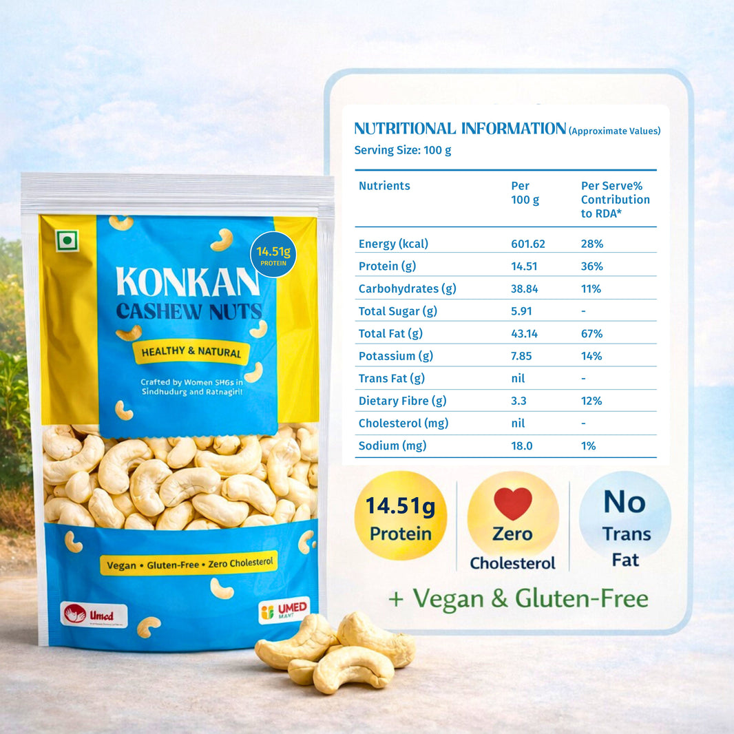 UmedMart Konkan Cashew Nuts (Kaju) Whole W240, 400g Pack – Premium Single Origin (Maharashtra), Minimally Processed, No Added Preservatives