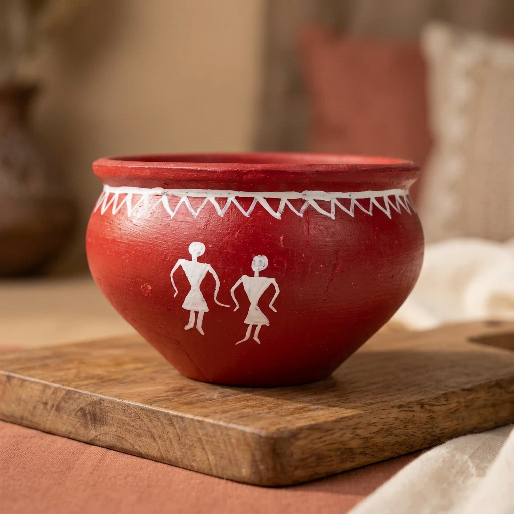 Nav Tejaswini Warli Unit FPO, Handcrafted Dahi Pot, traditional handmade pot, pack of 1 piece