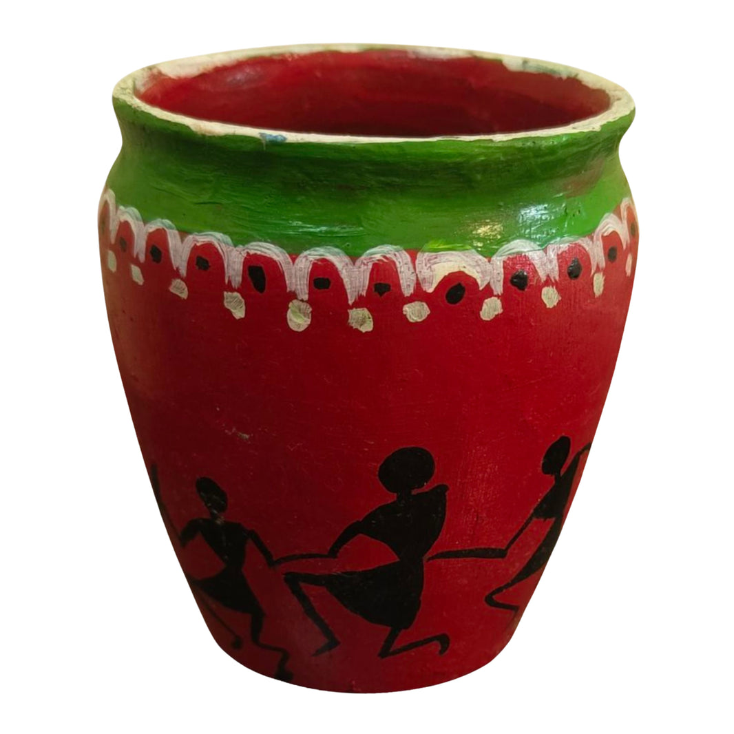 Nav Tejaswini Warli Unit FPO, Flower Pot, Handpainted Terracotta, Pack of 1,