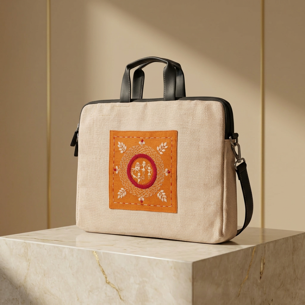 Nav Tejaswini Warli Unit FPO, Handmade Laptop Bag, handcrafted traditional laptop bag, pack of 1 piece