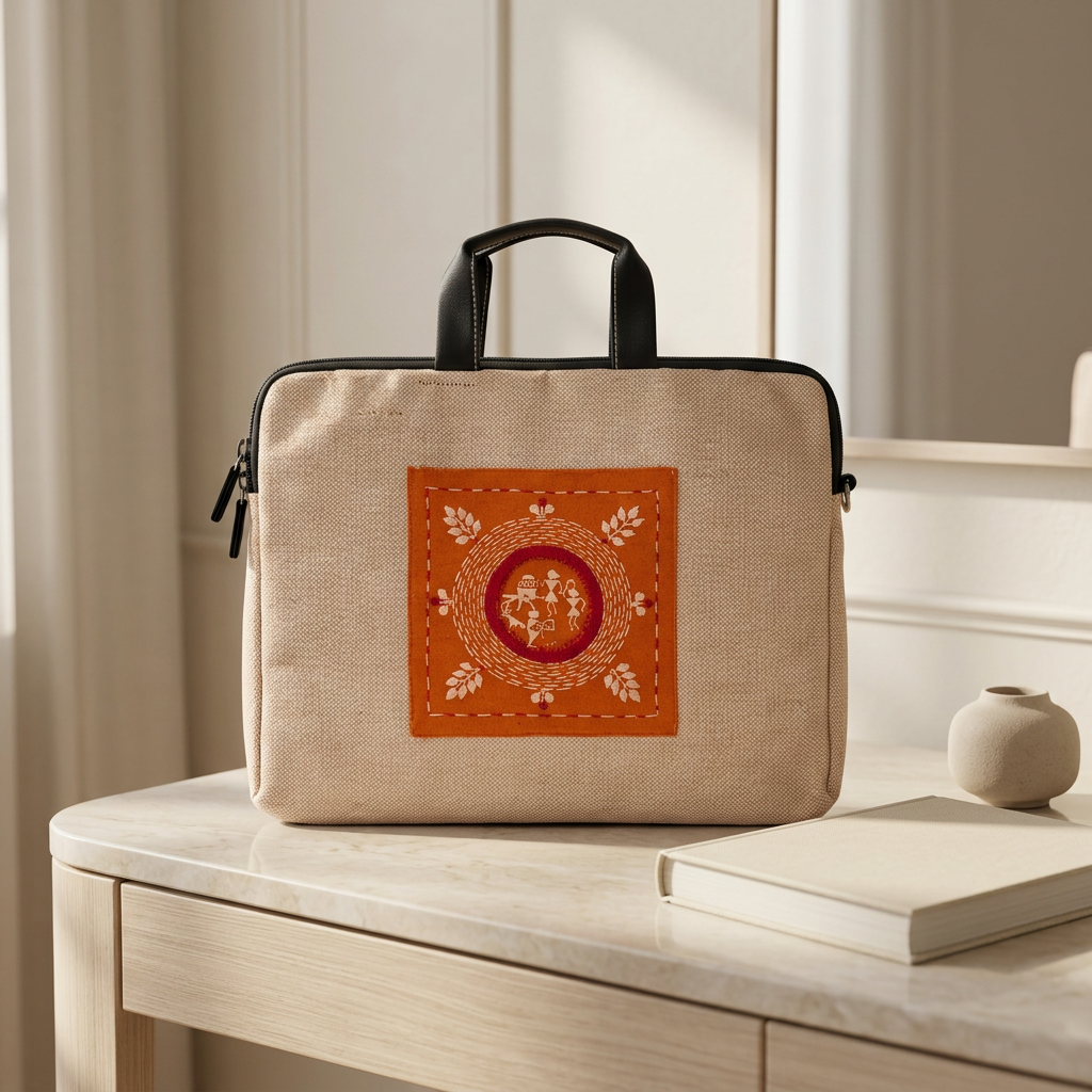Nav Tejaswini Warli Unit FPO, Handmade Laptop Bag, handcrafted traditional laptop bag, pack of 1 piece
