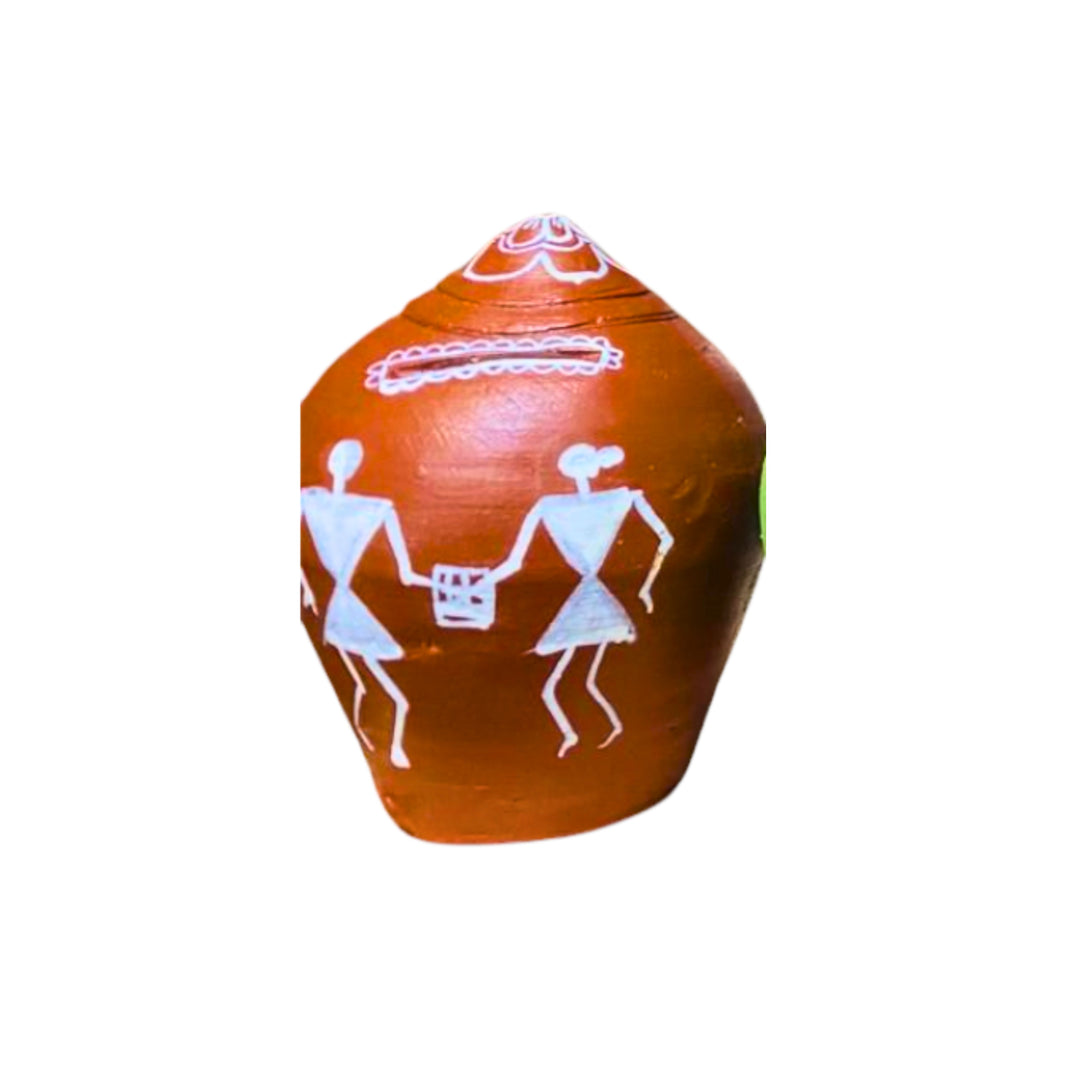 Nav Tejaswini Warli Unit FPO, Money Bank, Handcrafted Tribal Art, Pack of 1,