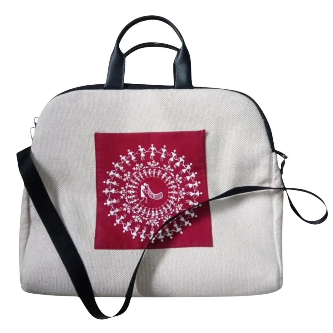 Nav Tejaswini Warli Unit FPO, Warli Painting Laptop Bag, handcrafted decorative laptop bag, pack of 1 piece