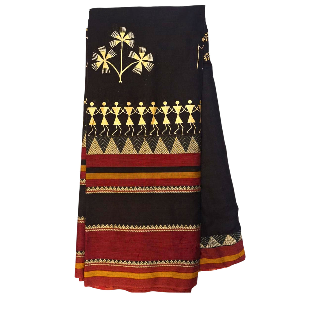 Nav Tejaswini Warli Unit FPO, Saree Warli Painting, Handpainted Tribal Art, Pack of 1,