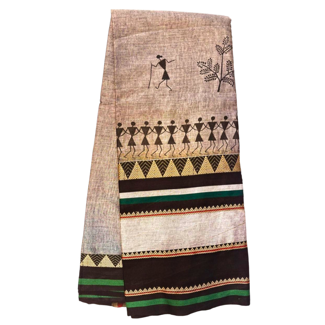 Nav Tejaswini Warli Unit FPO, Saree Warli Painting, Handpainted Tribal Art, Pack of 1,
