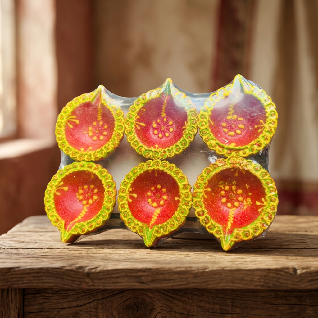PRAGATI Traditional Clay Diya Handcrafted Earthen Lamp Made from Natural Soil Decorative Pooja Lighting Pack of 6 Pieces