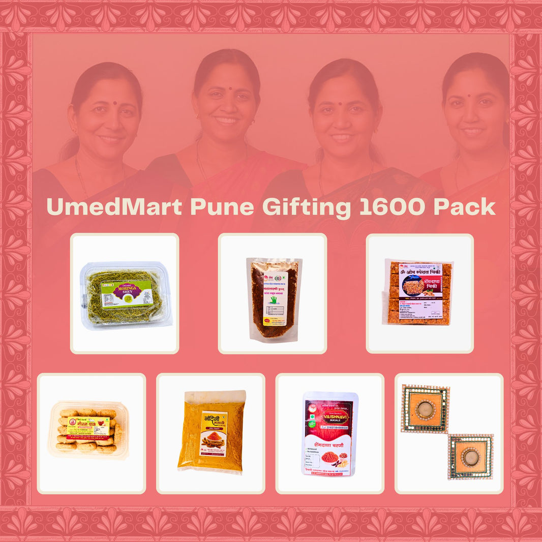 UmedMart - Gifting Combo Pack | Traditional, Natural & Handmade | Premium Festive Hamper with 8 Authentic Items & Decorative Candle Holder Pack Of 1600