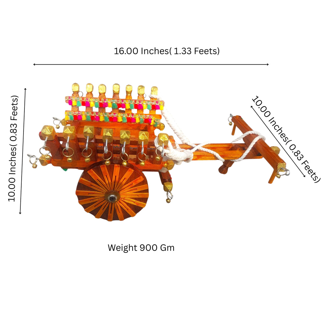 SANDAN VALLY Handcrafted Bull Cart Copper Accessories Premium Wooden Showpiece Small 900g