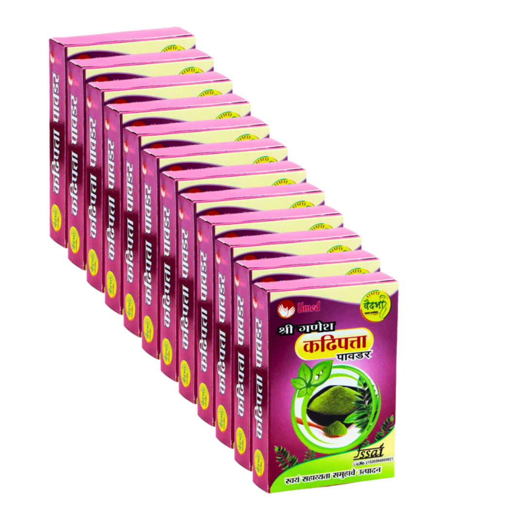 SHRI GANESH Kadhipatta Powder, Curry Leaves Powder, Pack of 12, Kumkum SHG, Made By Natural Ingredients, No Artificial Chemical, Pack of 40 gm