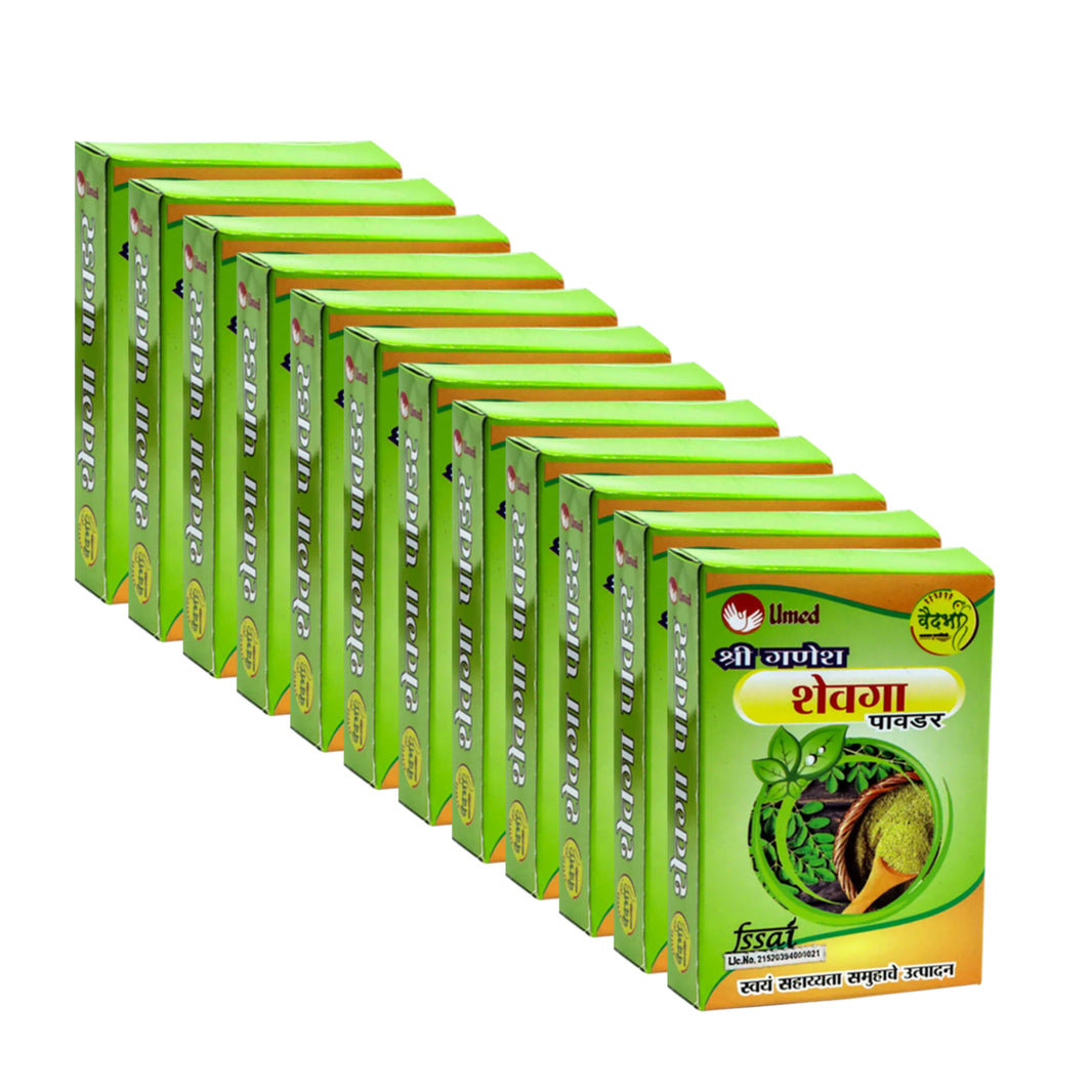SHRI GANESH Shevga Powder, Moringa Powder, Pack of 12, Kumkum SHG, Made By Natural Ingredients, No Artificial Chemical, Pack of 40 gm