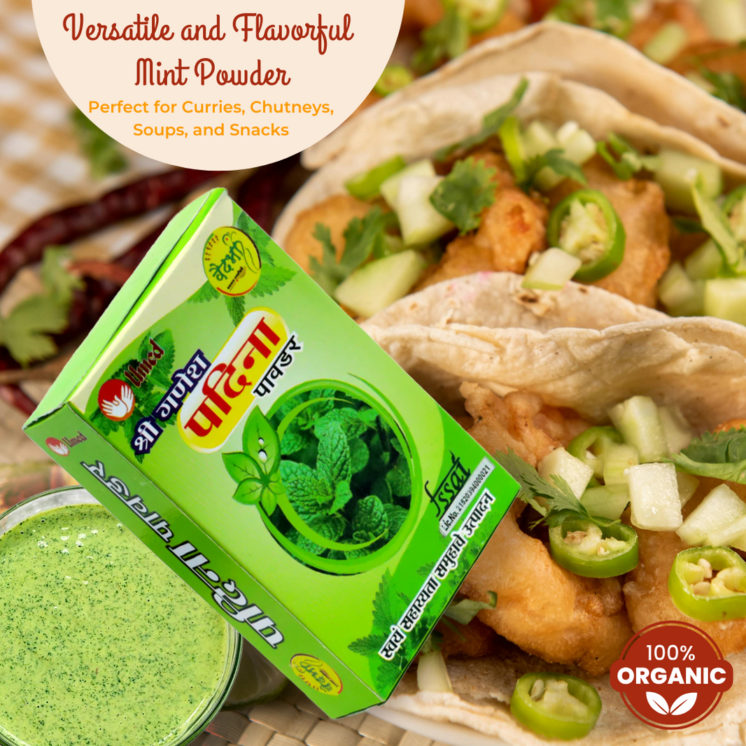 SHRI GANESH Pudina Powder, Kumkum SHG, Made By Natural Ingredients, No Artificial Chemical, Pack of 40 gm