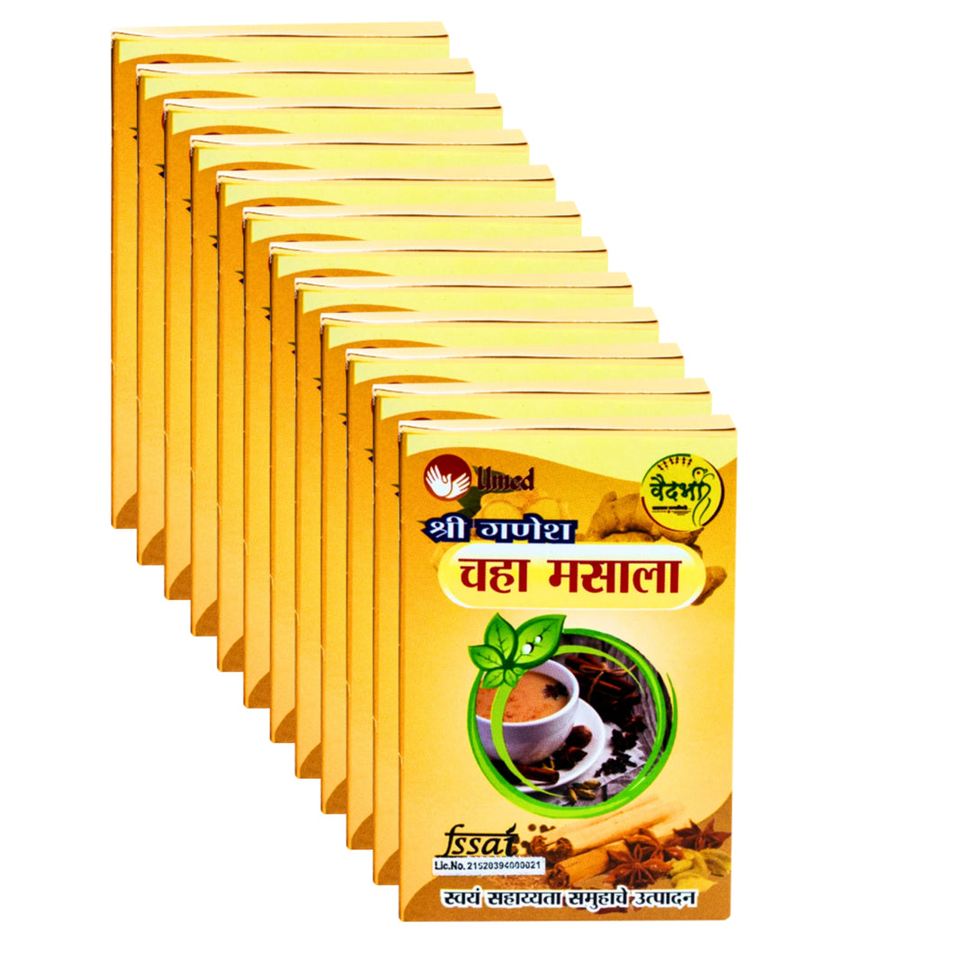 SHRI GANESH Tea Masala, Pack of 12, Kumkum SHG, Made By Natural Ingredients, No Artificial Chemical, Pack of 30 gm