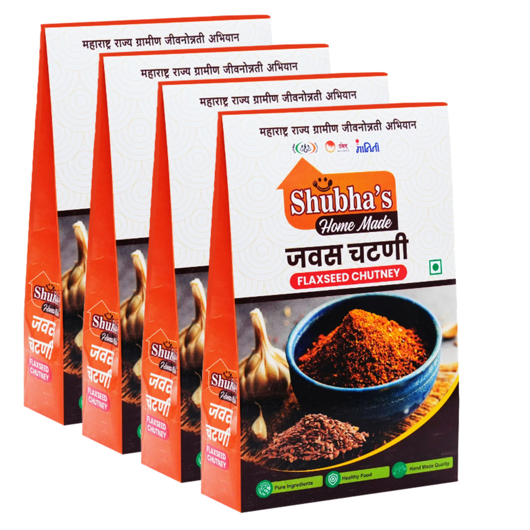 Shubhas Home Made Chutney, Javas, Karale, Shengdana & Kadipata, Combo Pack of 4, Natural Ingredients, Empower Rural Women, 100g Each, UmedMart