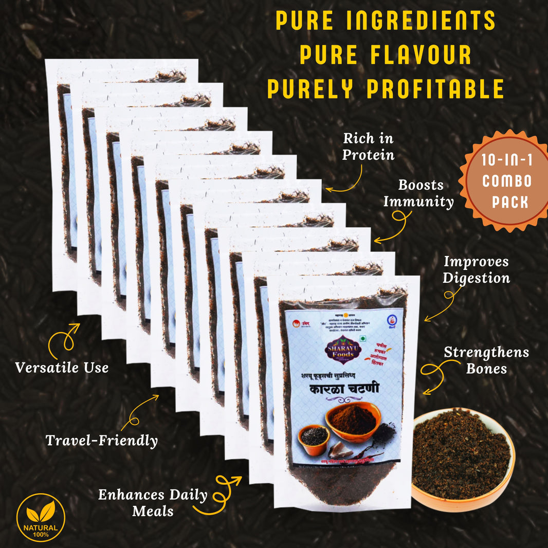 Shubhas Home Made, Karale Chutney, Pack of 10, Vitahi SHG, Natural Ingredients, No Artificial Essence, Pack of 100 gm