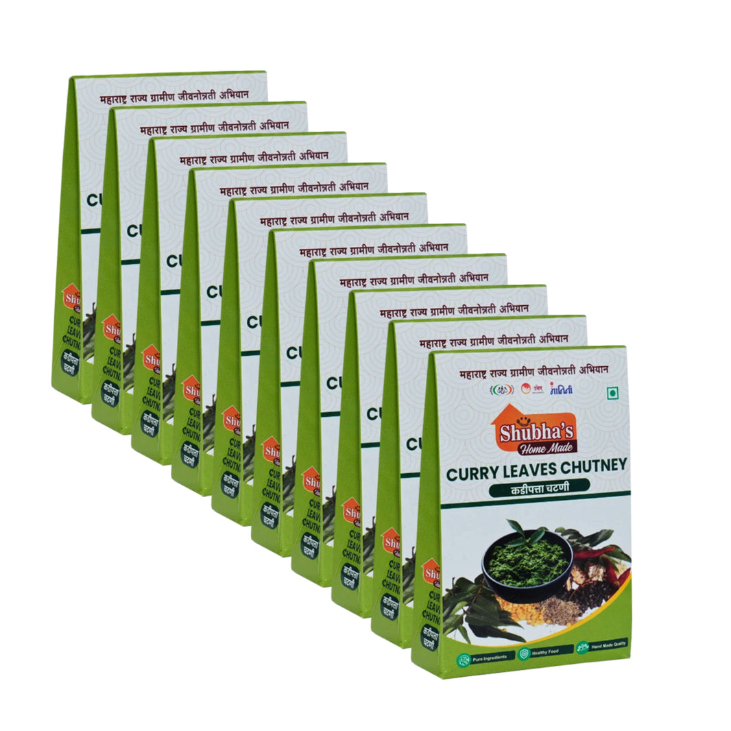 Shubhas Home Made, Kadipata Chutney, Pack of 10, Vitahi SHG, Natural Ingredients, No Artificial Essence, Pack of 100 gm
