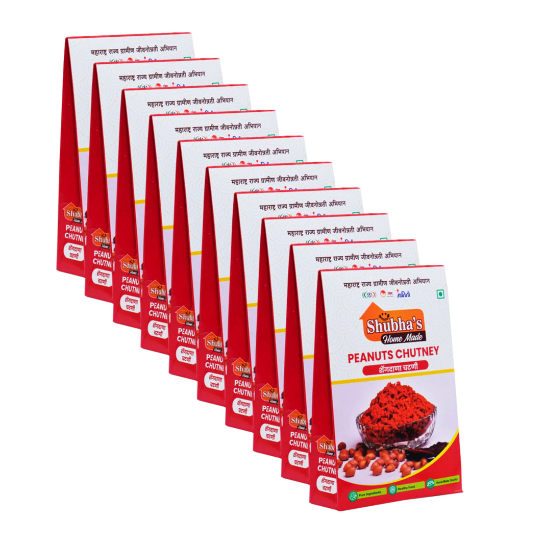 Shubhas Home Made, Shengdana Chutney, Pack of 10, Vitahi SHG, Natural Ingredients, No Artificial Essence, Pack of 100 gm