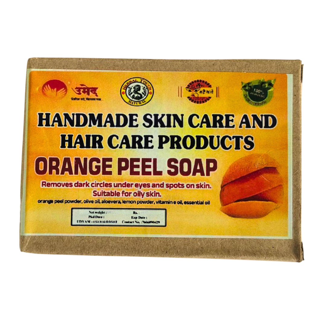 Shree Krupa SHG, Orange Peel Soap for Oily Skin, naturally handmade herbal soap, pack of 100 gm