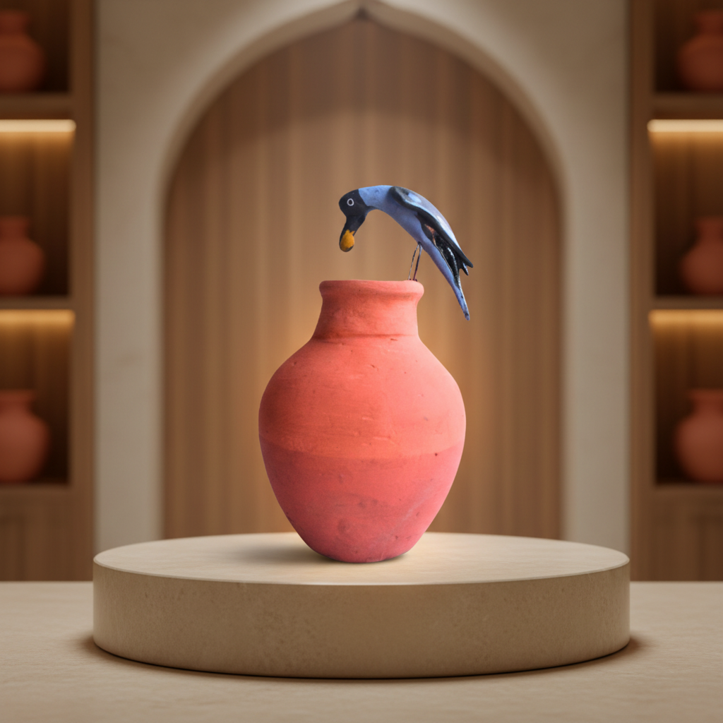 SADARAM Thirsty Crow Story Clay Model Handcrafted Terracotta Educational Figurine Pack of 1