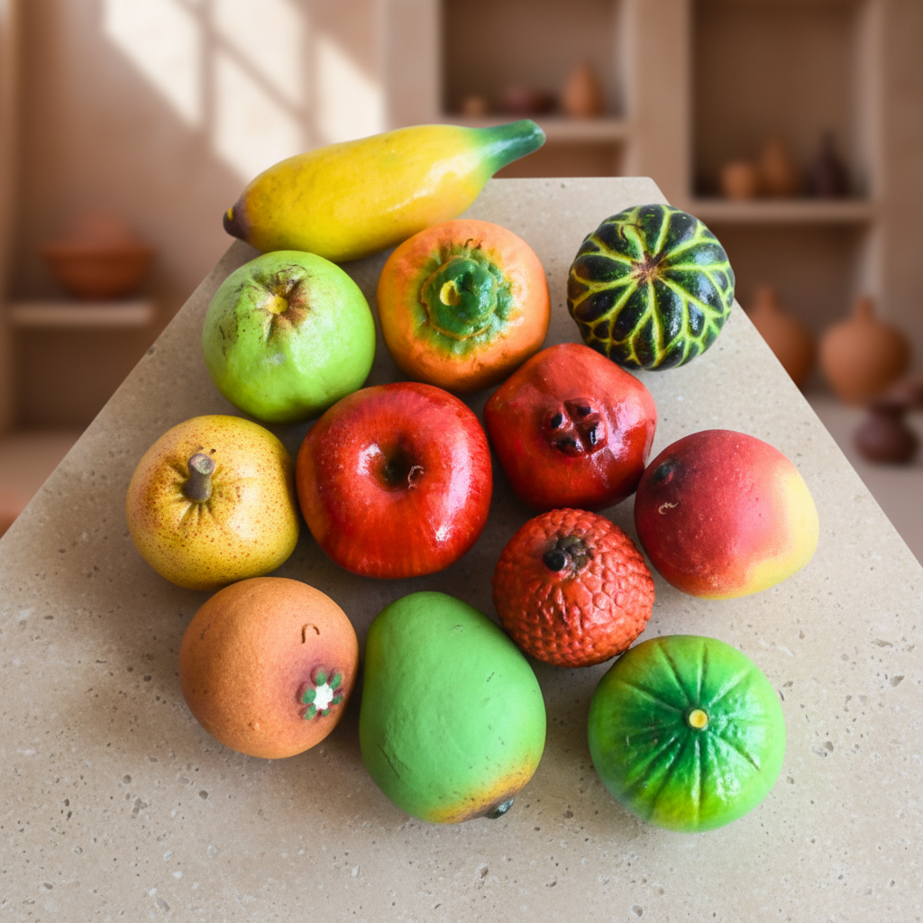SADARAM Earthen Fruit Handmade Clay Decorative Set Crafted from Natural Mitti by SHG Women Pack of 12
