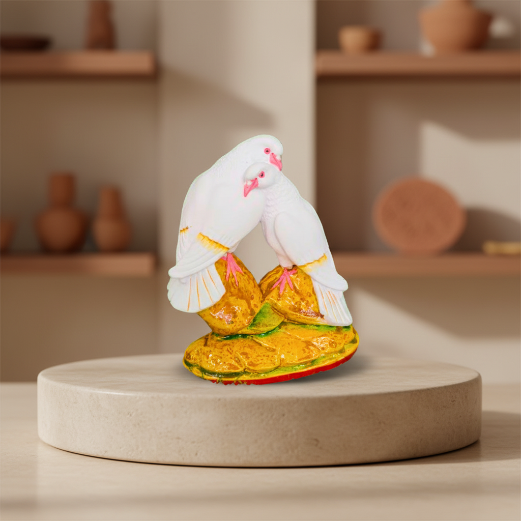 SADARAM White Love Bird Handcrafted Clay Figurine