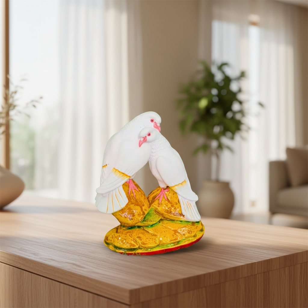 SADARAM Earthen White Love Bird Handcrafted Clay Figurine Symbol of Togetherness Decorative Folk Art Pack of 1