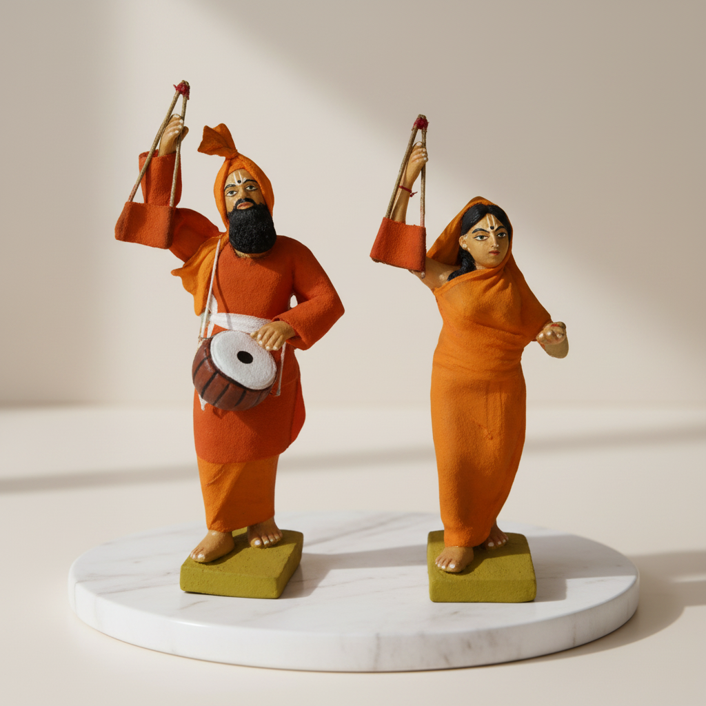 SADARAM Meera-Sadhu Bhakti Clay Figurine Set of 2
