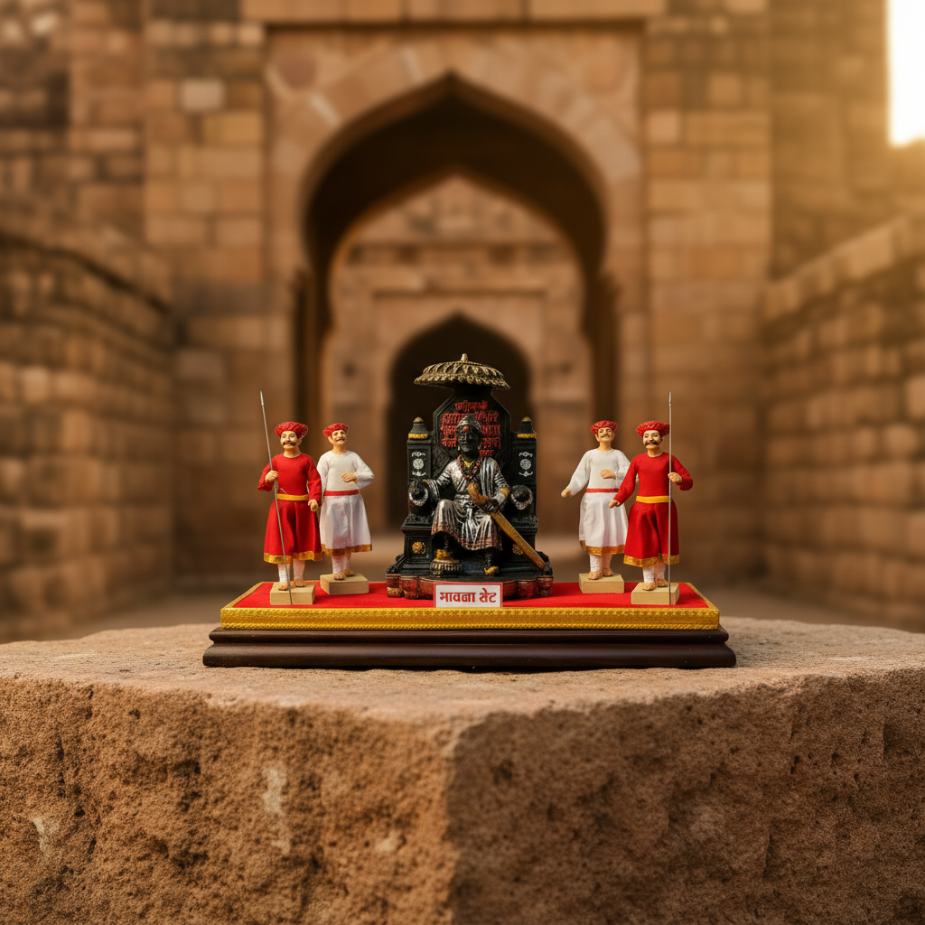 SADARAM Traditional Mavala Set with Shivaji Maharaj Handcrafted Earthen Warrior Art Cultural Historical Display Pack of 1