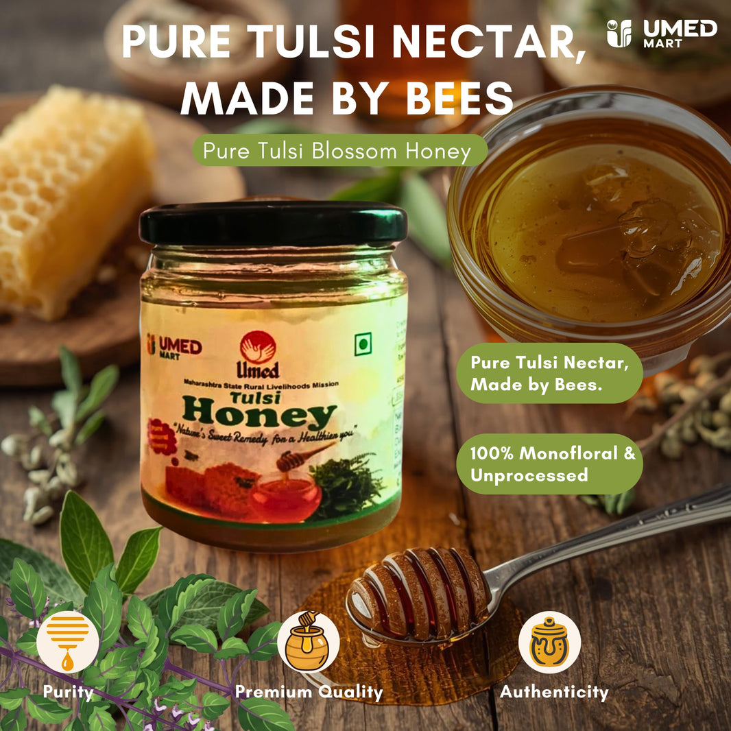 Van Amrut, Natural Tulsi Honey, Made By Natural Ingredients, No Artificial Flavours, Pack of 250 ml