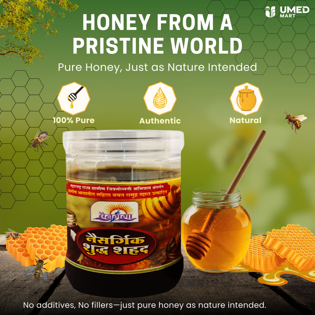 VAINGANGA Honey, Made By Shri Sant Gadagebaba SHG, Natural Ingredients, No Artificial Flavours, Pack of 500gm