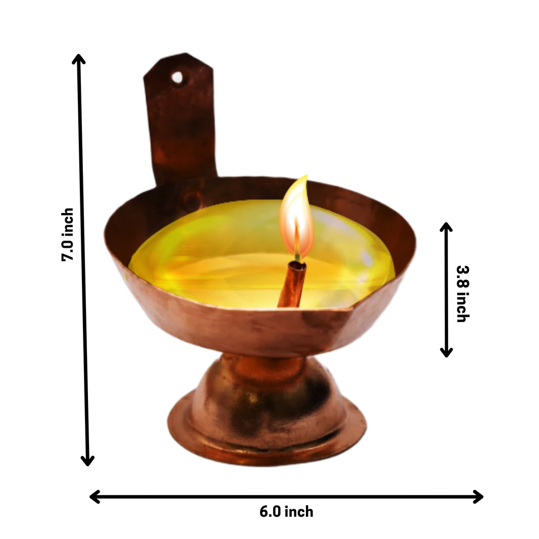 PRAGATI MAHILA, Copper Diya Decor, Local Craftsmanship, Pack of 1 no, Size no 2